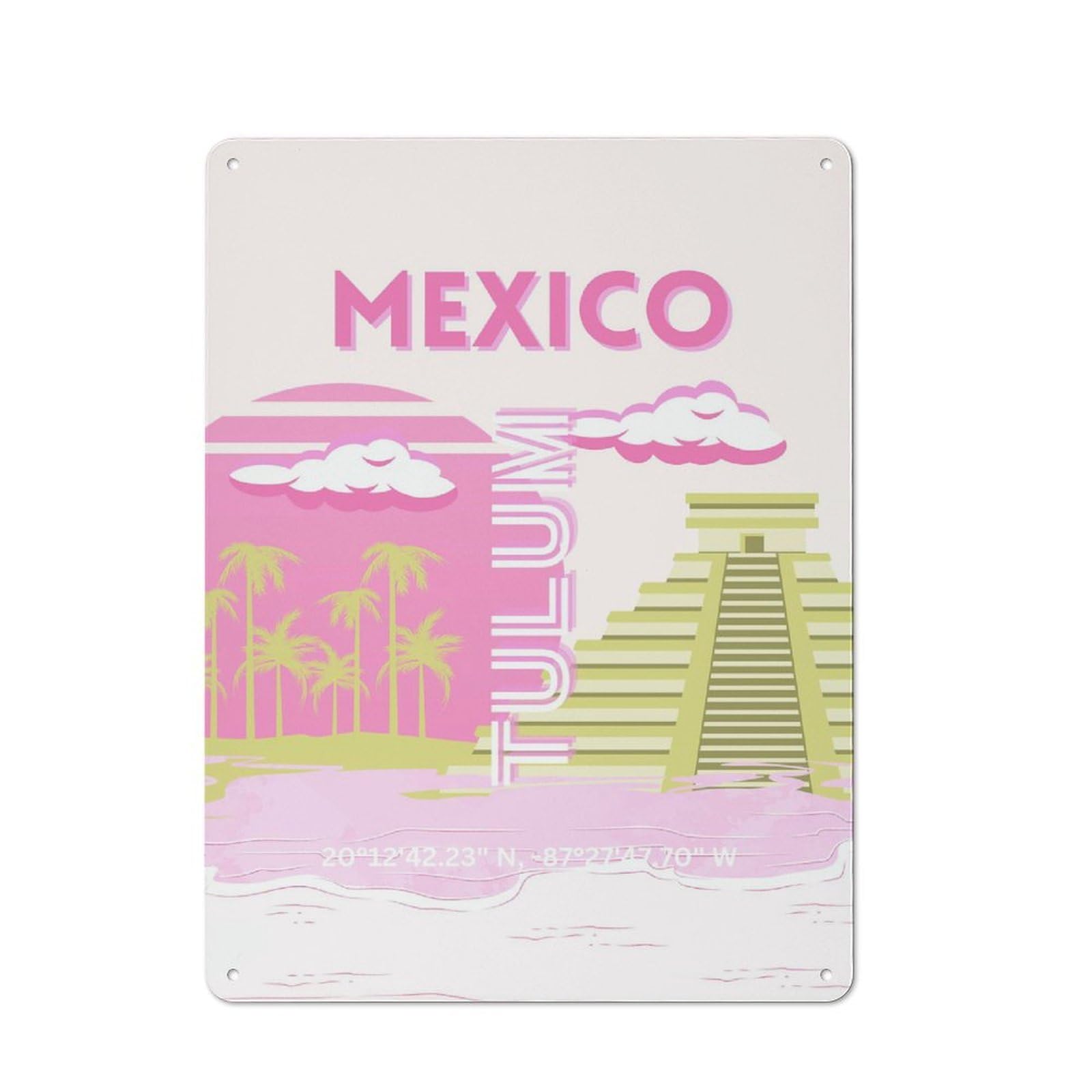 Junmoney Style-1 Mexico Tulum Travel Vintage Tin Sign 40X30cm For Café Or Restaurant, Suited To Café Owners And Decorators