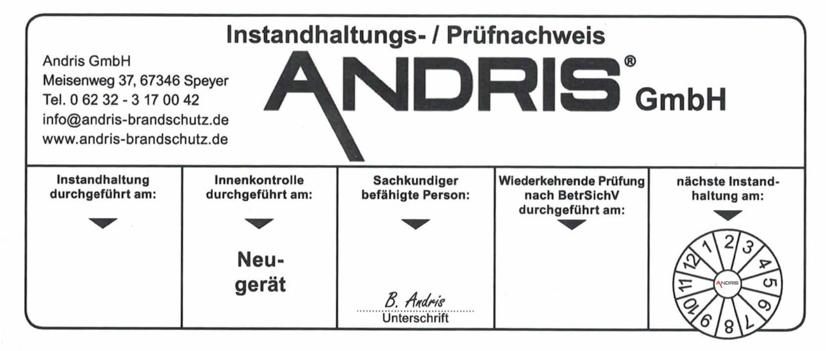 4X Orig. ANDRIS® Marken-Feuerlöscher 1kg ABC Pulverlöscher mit Manometer EN 3 inkl. Auto/KFZ Boot Halterung, ANDRIS® Prüfnachweis mit Jahresmarke & ANDRIS® ISO Symbolschild Folie