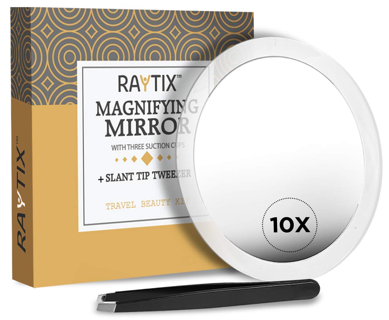 10X Magnifying Mirror & Slant Tweezers Set Makeup
