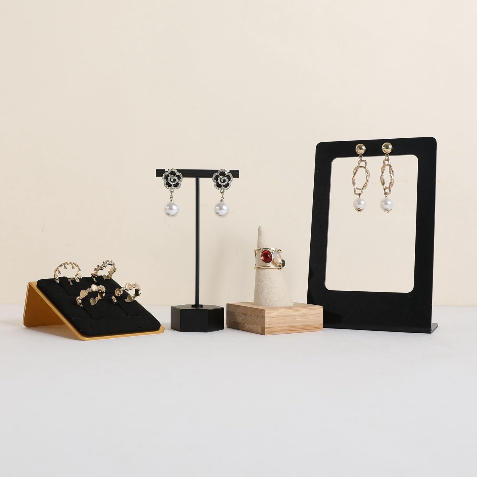 GemeShou 3pcs Supporto Esposizione Anelli Bianco In Similpelle PU