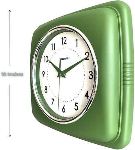 Miniatura 2 de Reloj de pared cuadrado retro de 9 pulgadas, funciona con pilas, reloj decorativo silencioso sin tictac para el hogar, oficina, cocina, dormitorio,