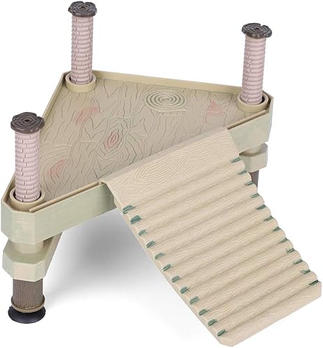 Reptiles flotantes, muelle de rana tortuga, terrario, adorno decorativo con rampa de escalera texturizada