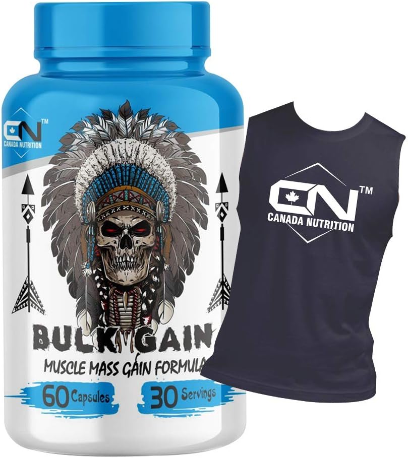 Canada Nutrition Bulk Gain Mass & Weight Gainer Capsule for Fast Weight & Muscle Gain, Muscle Growth, Stamina & Strength | Next Generation Mass & Weight Gainer For Men & Women - 60 Cap | Free T-Shirt