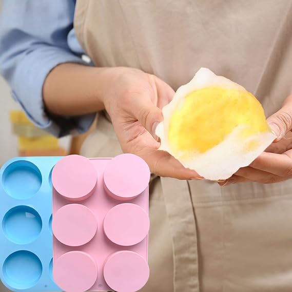 Round Soap Molds for Soap Making,4oz Large Silicone Soap Mold | 2pcs 4oz Large Size 6 Cylinder Silicone Molds for Loofah Soap,Bath Bombs,Shower Steamer, Lotion Bars