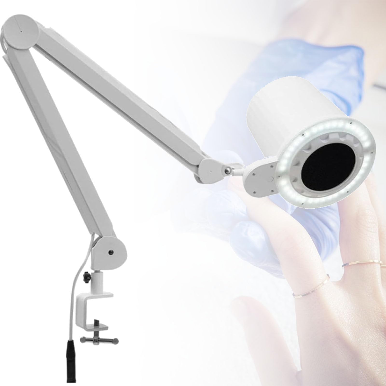 Aspirapolvere per Unghie, Aspirapolvere Elettrico per Pedicure e Manicure con LED dimmerabile Incorporato, Filtro sostituibile e Supporto da scrivania Universale