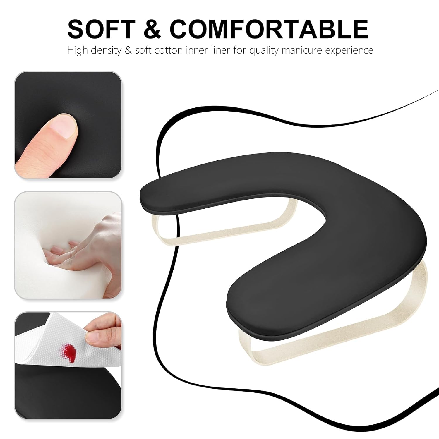 Manicure Arm Rest for Nails Tech,Cleanable Leather Nail Hand Rest,U Shaped Nail Arm Rest Stand with Aluminum Alloy Holder,Antislip Pads