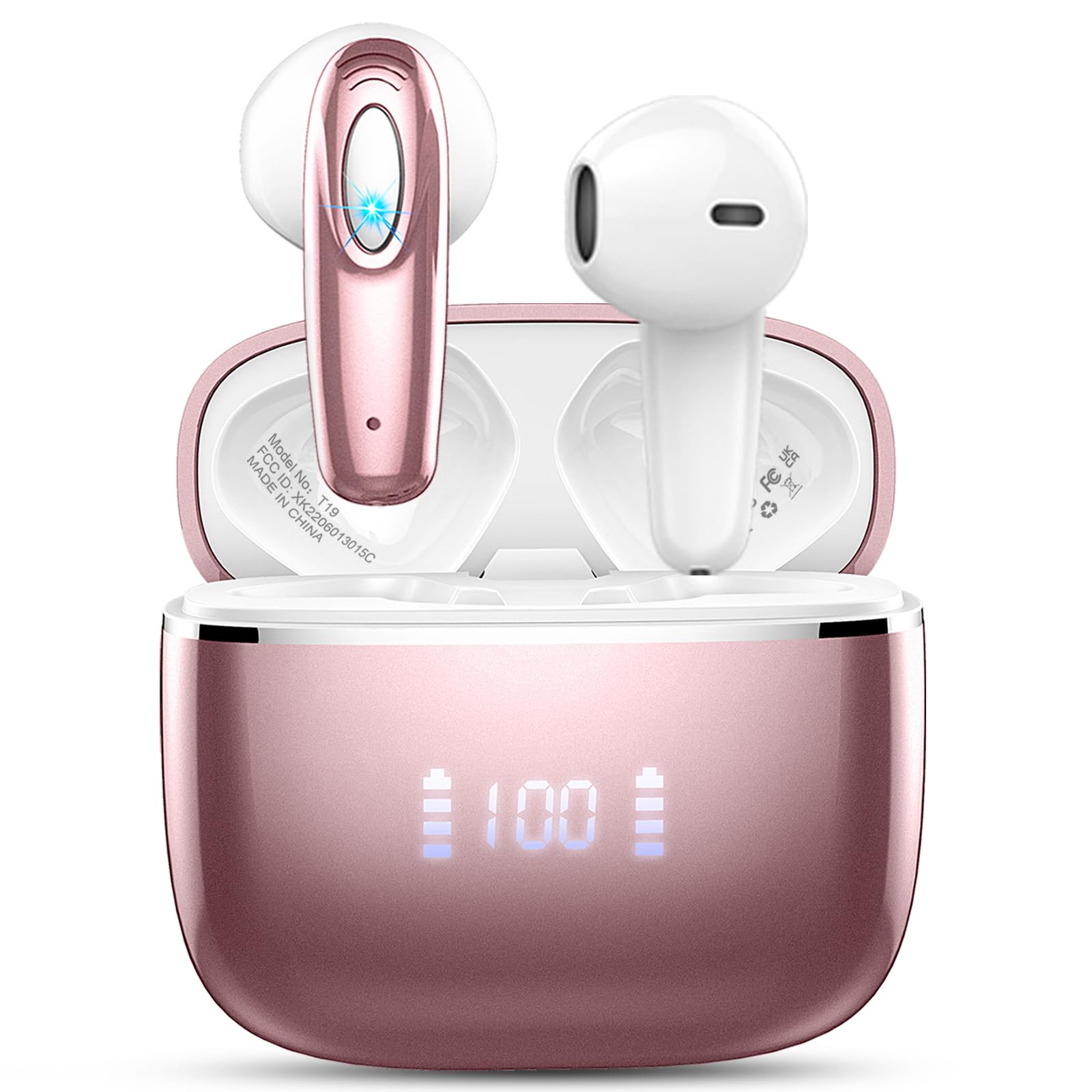 Wireless Earbuds, 6D-Stereo 2026 Bluetooth 5.4 Headphones, 50+Hrs Deep Bass Ear Buds, ENC Noise Cancelling Earphones, USB-C Fast Charging, IP-X7 Waterproof Headset Android iOS for Sport Gym Running — view 14