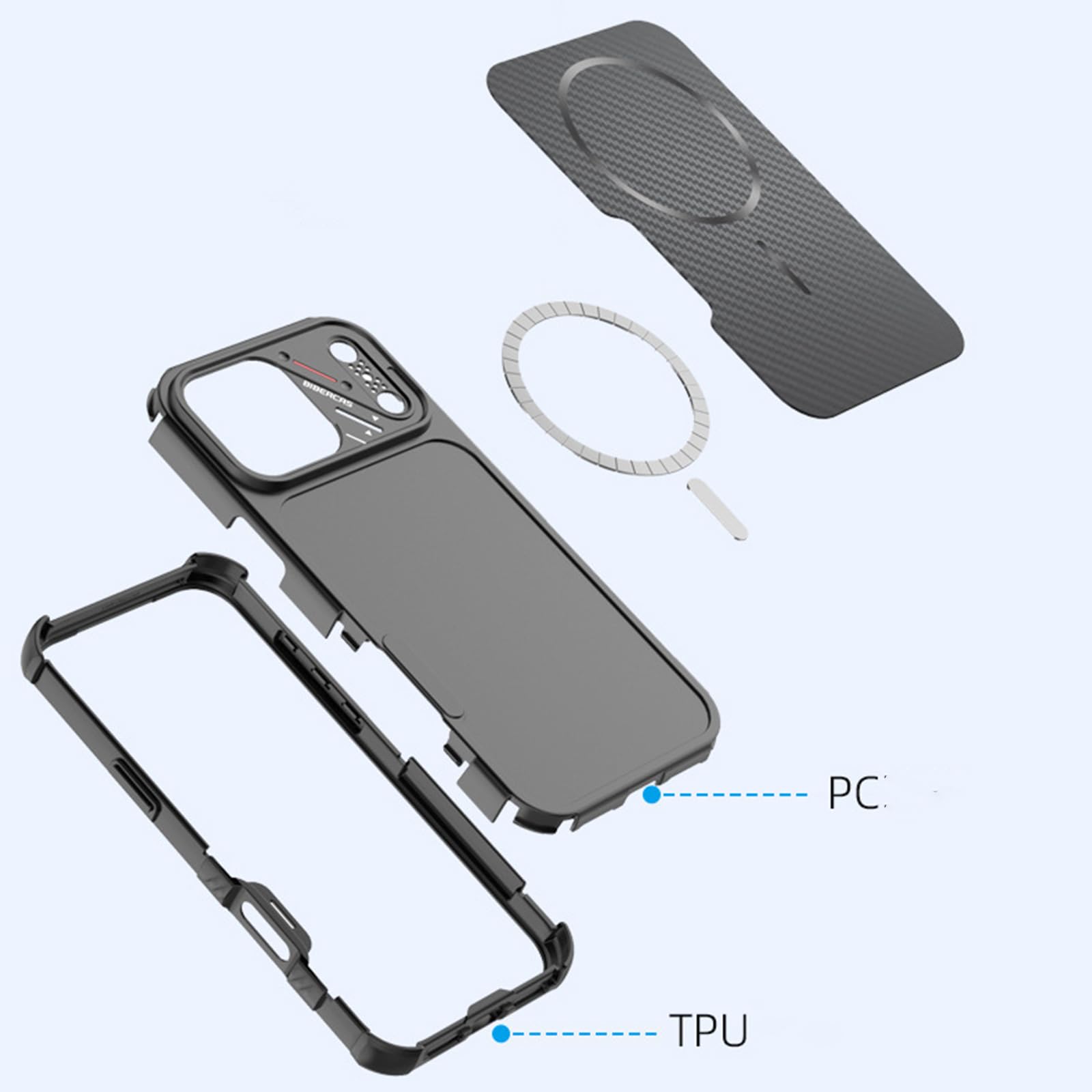 Sottile Custodia per iPhone 17 Pro Max/17 Pro/17, Fibra di Carbonio Modello | Magnetica Glassata Antiscivolo Fotocamera Protezione Cover Supporta Ricarica Wireless Telefono Caso