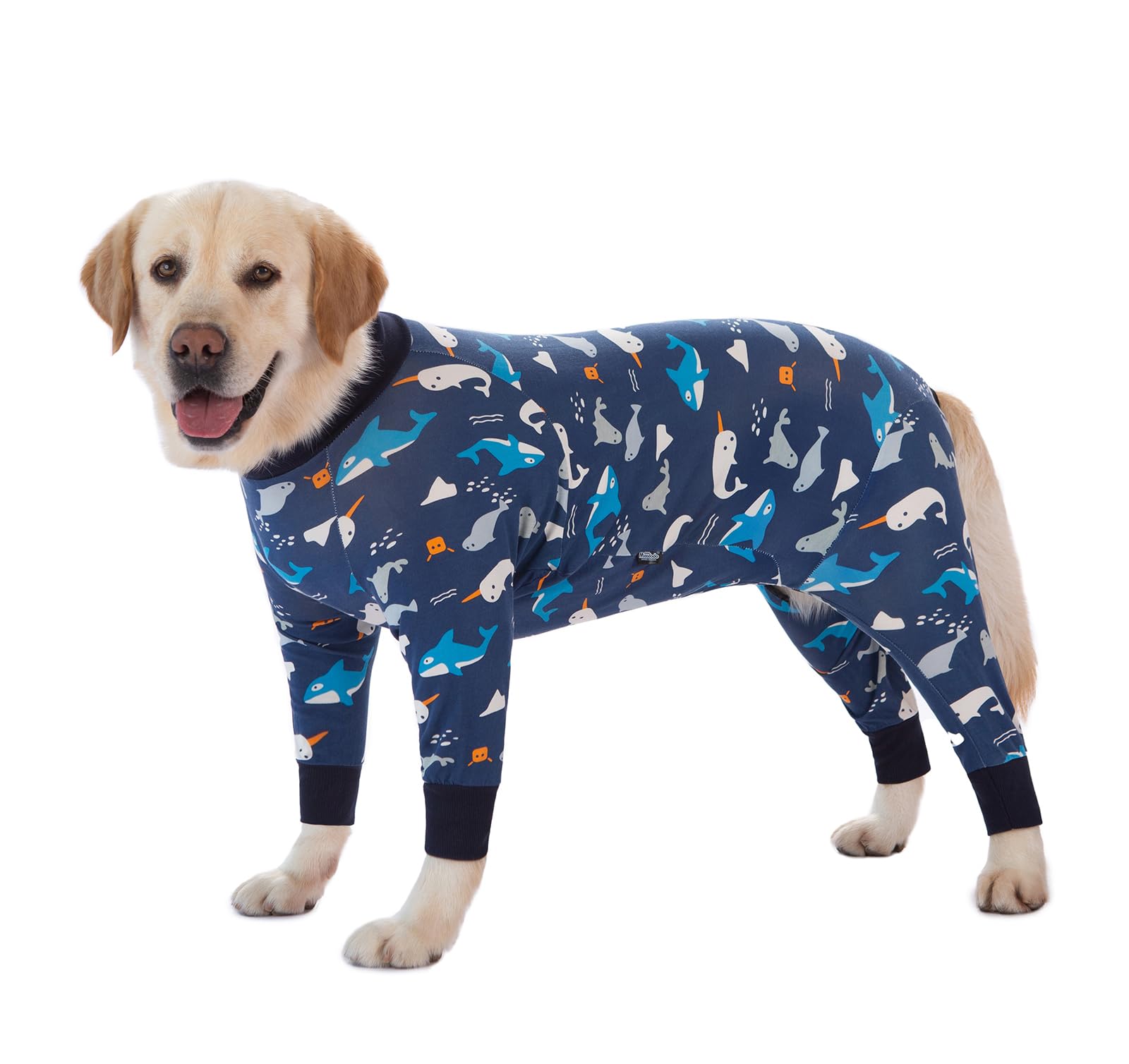 BT Bear Große Hundekleidung Onesie Kleidung Schützen Gelenke Pet Pyjamas Pyjamas für mittlere große Hunde(4XL,Dunkelblau)