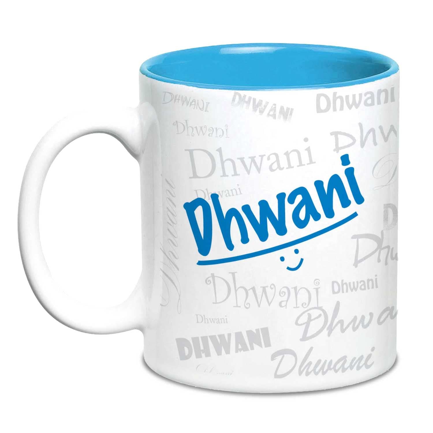 Hot Muggs Me Graffiti Mug - Dhwani Personalised Name Ceramic, 315ml, 1 Unit