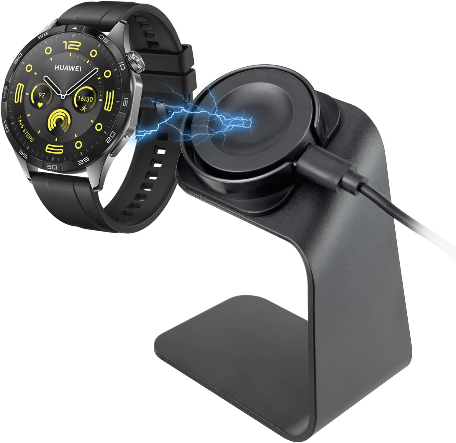 sciuU Magnetic Charging Stand & Charger compatible with Huawei GT6 / GT5 Pro /GT5 / GT5 Pro / GT4 / GT4 Pro / GT3 / GT3 Pro/Fit 4, Charger Dock + Detachable Aluminium Alloy Holder, 100cm USB Cable