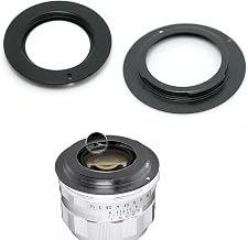 M42 Lens Adapter Compatible with Canon EOS - Ring with Flange for Diaphragm Lock - Supports Digital and Analog Camera Bodies EF/EF-S - Black Anodized Aluminium Material