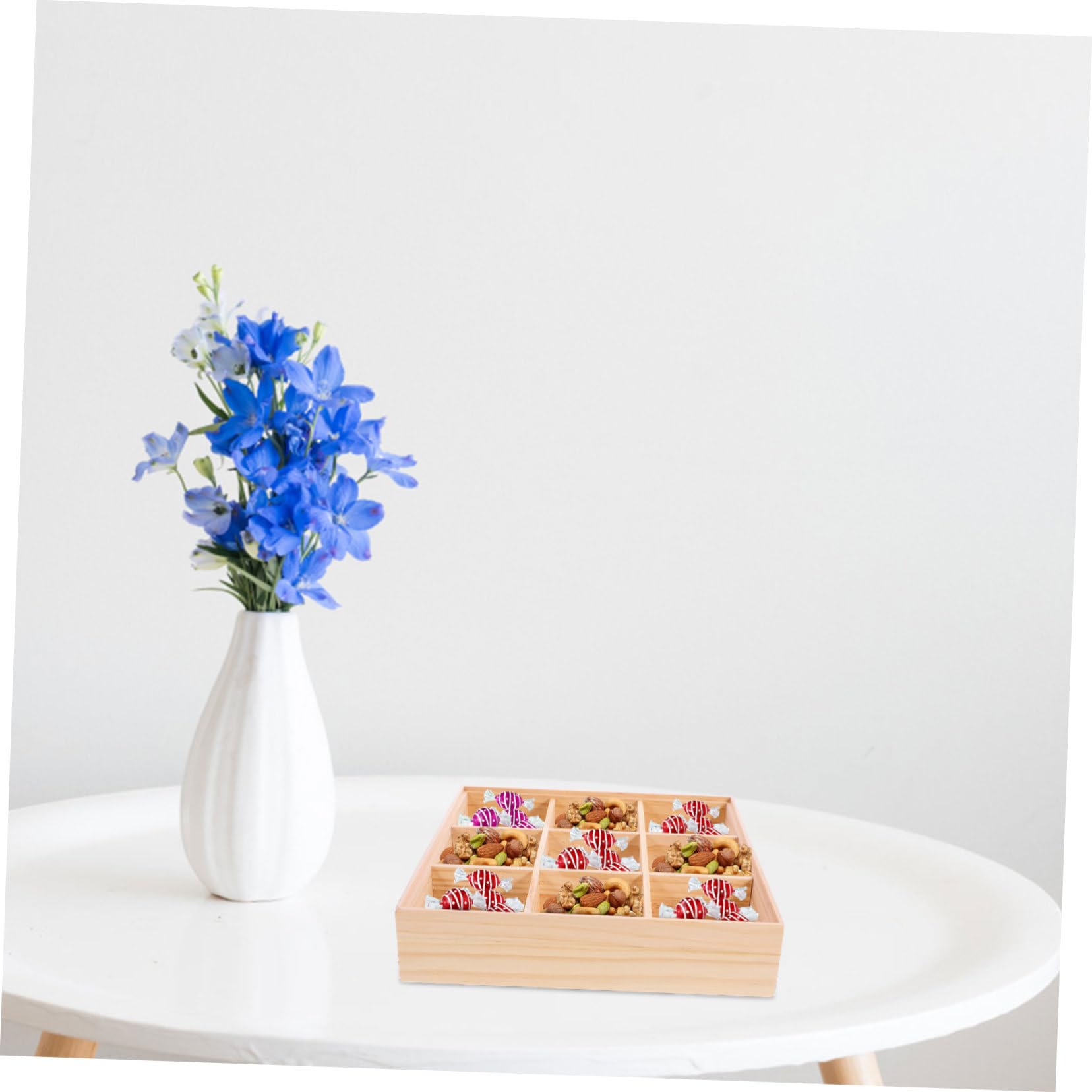 Amosfun Holz Teebeutelbox mit Fächern für Snack, Keks und Dessert