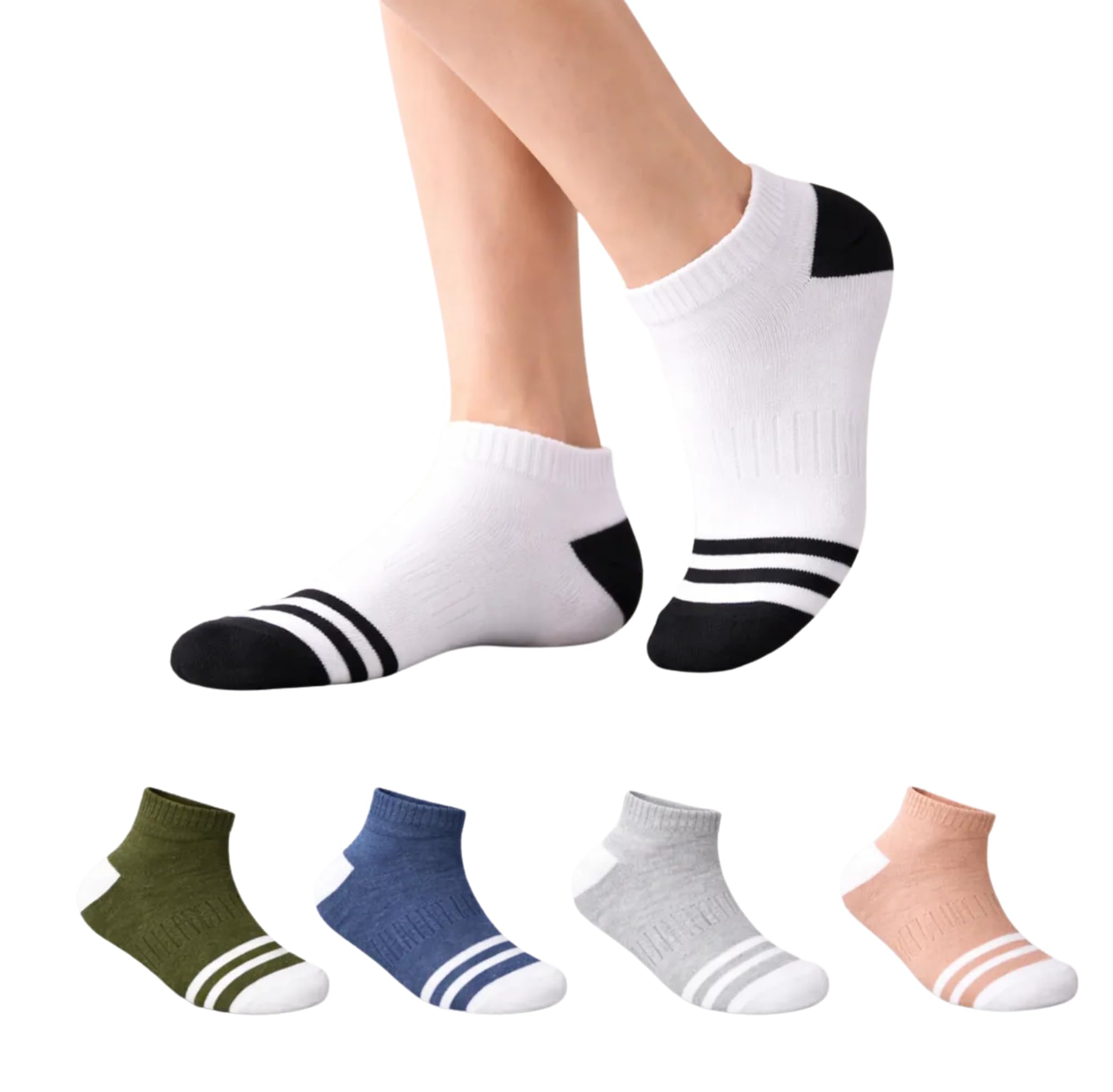 Ankle Socks for Men Pack of 4 pairs Multi Color Combed Cotton Low Cut Athletic Socks Contrast Rim Ribbed Breathable Cushioned Running Gym Training Casual Daily Comfort Socks Combo Set-image-42