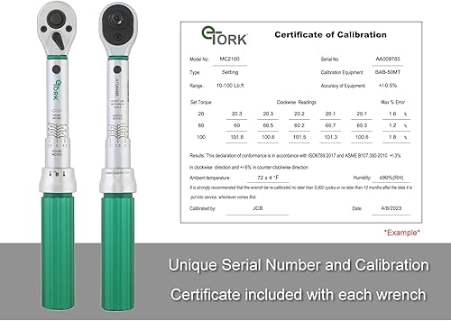 Miniatura 8 de Llave dinamométrica de bloqueo magnético de 14 pulgadas, acero de aleación, rango de 5-50 in-lb