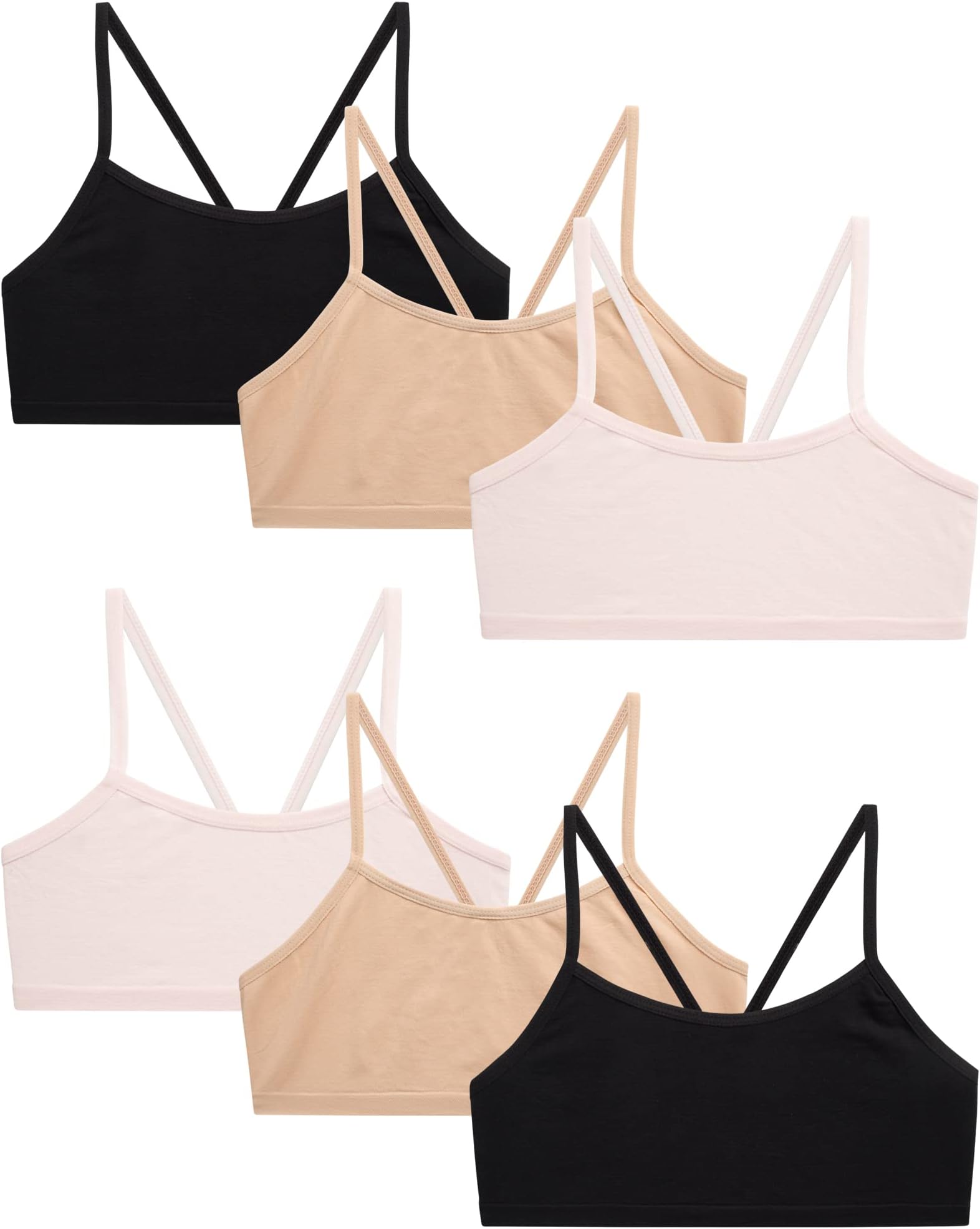Girls’ Training Bra – Only Girls by Rene Rofe Bra for Girls – 6 Pack Comfort Stretch Cami Bralette (7-14)
