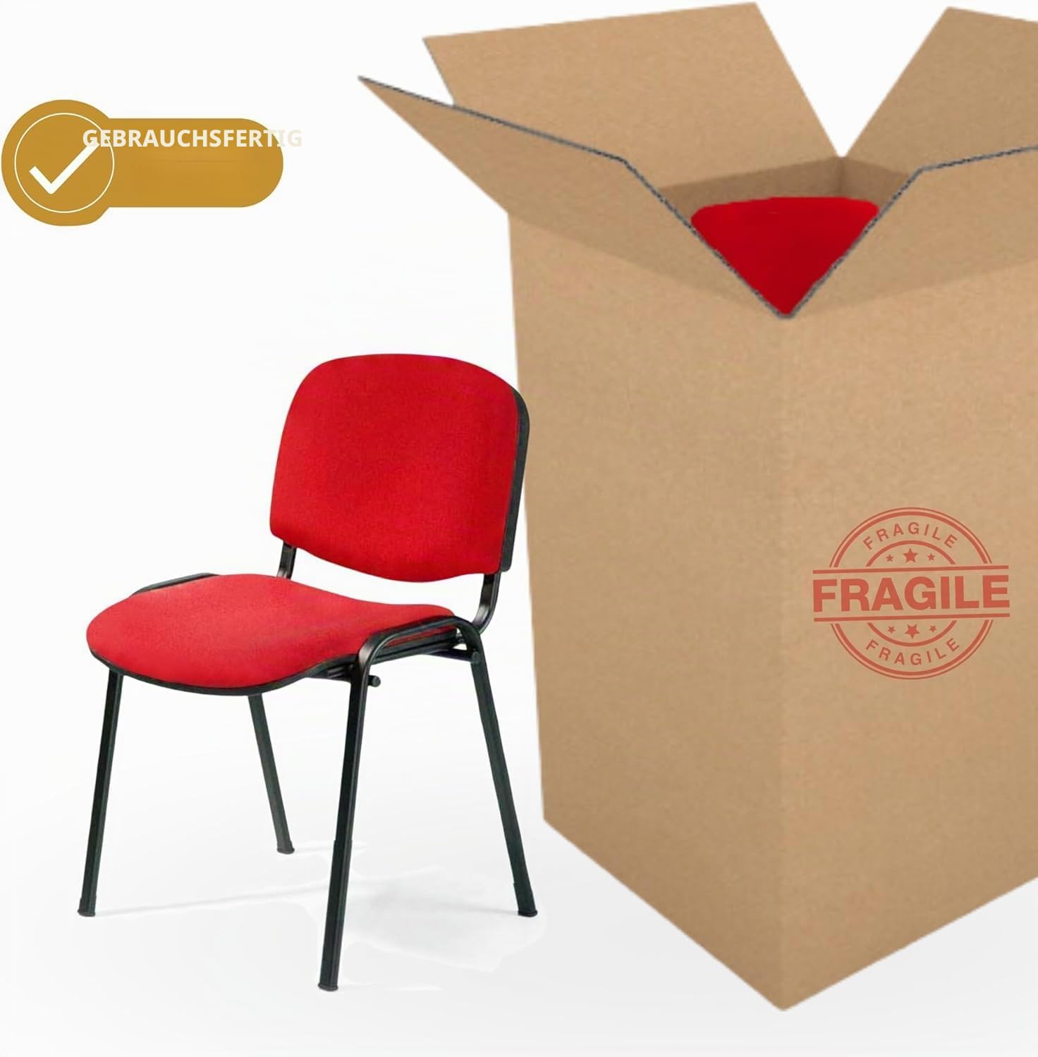 Topsit Besucherstühle 8er Set, stapelbare Konferenzstühle ohne Armlehnen, Stapelstühle mit Metallgestell, für Büro, Konferenz, Reception (Rot)