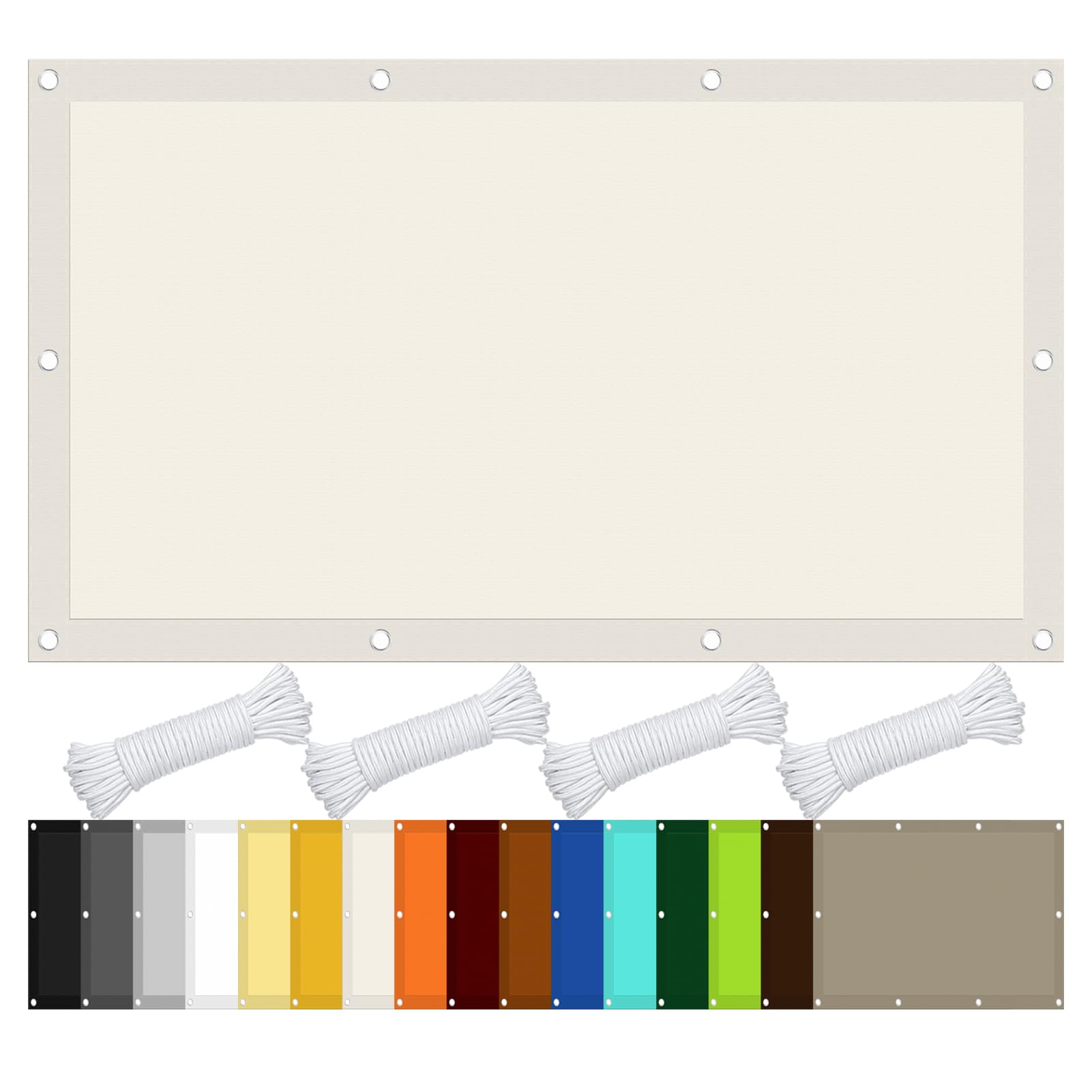 Sun Shade, 106.3 x 118.1 inches (270 x 300 cm), Privacy UV Protection, Water Repellent, Cool Summer Awning, Durable, Easy Installation, Sunshade for Gardens, Corridors, Balconies, Off White