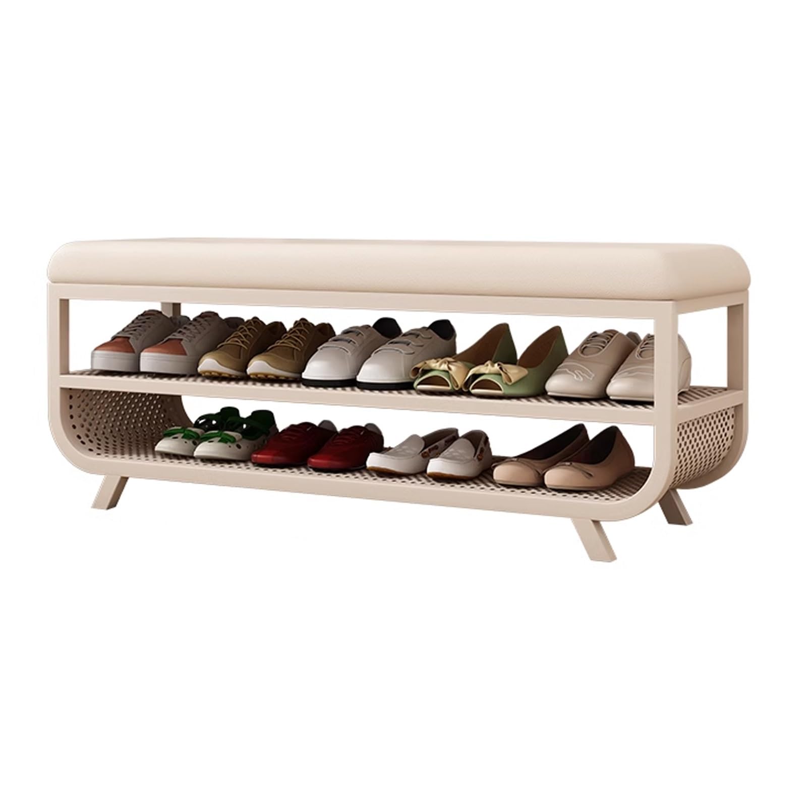 Banc d'entrée rembourré pour ranger 8 paires de chaussures sans encombrer
