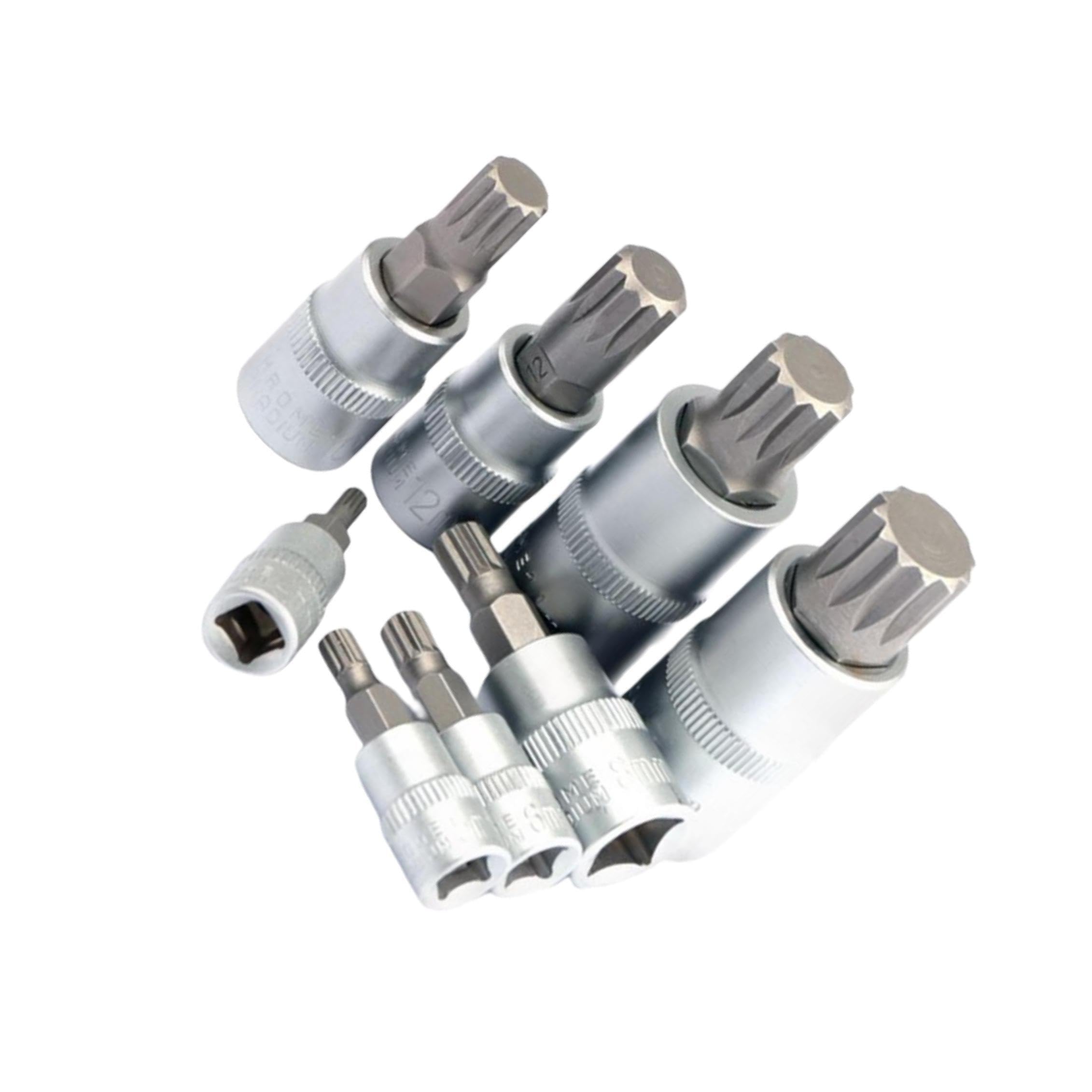 Pixzcsa Bit Socket Set 8Pcs Metric M4 M5 M6 M8 M10 M14 High Torque Chrome