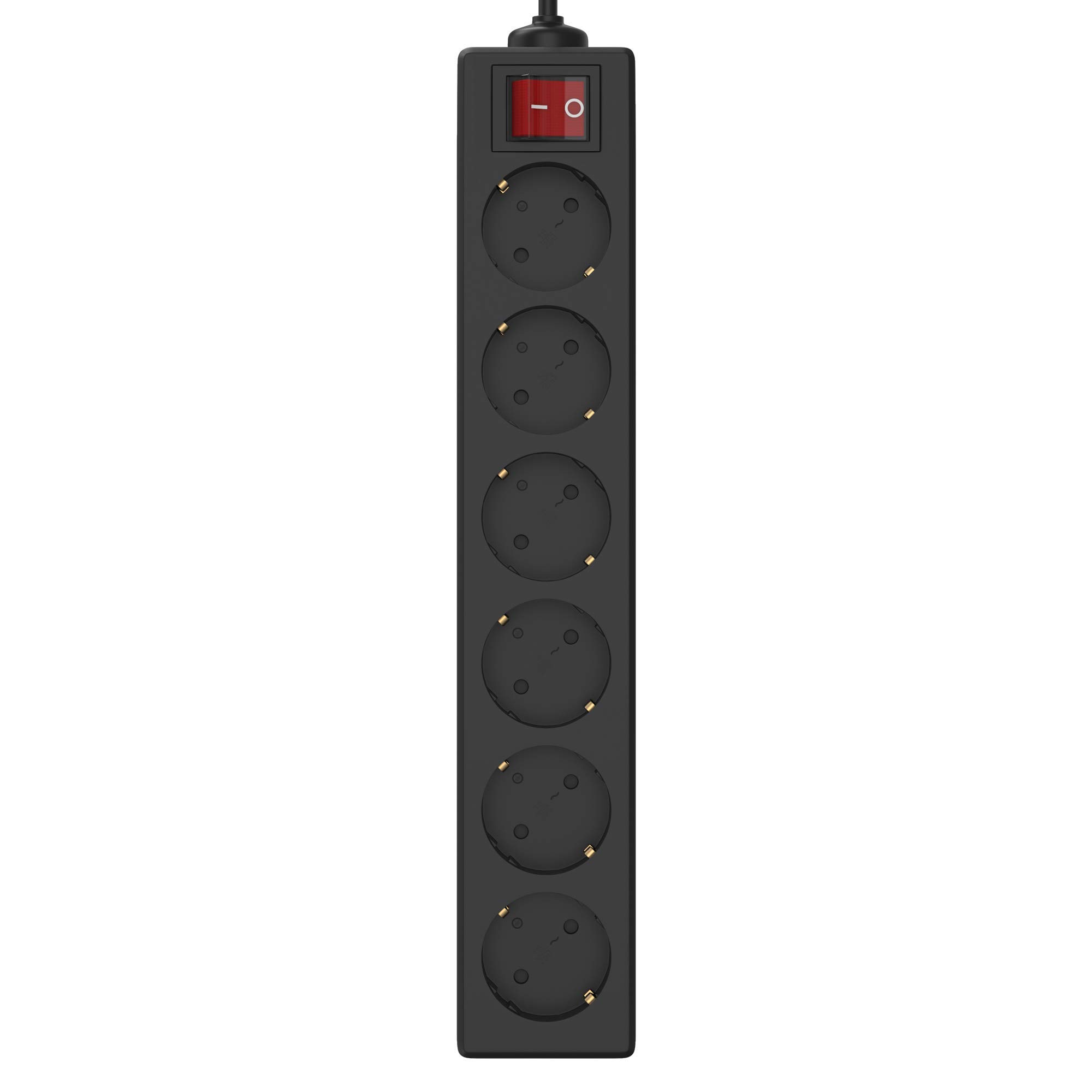 Garza Power - Regleta de 6 enchufes con Interruptor y Toma de Tierra | Ladrón múltiple de 3 Metros | hasta 3680W | Protección Infantil |Cable H05W-F 3G | Color Negro (Paquete de 2)