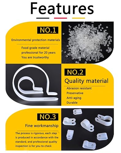 Miniatura 4 de Bigtrans - 300 clips de alambre de plástico de nailon tipo R con tornillos de 14 pulgadas, 516 pulgadas, 38 pulgadas, 12 pulgadas, 34 pulgadas,