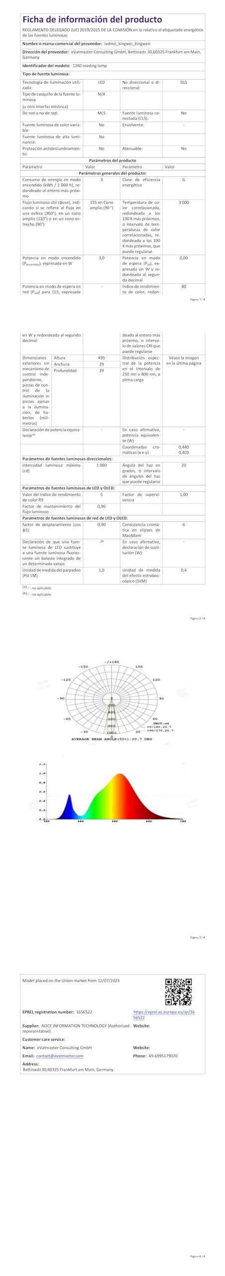 ledmo lampada da Comodino da Parete 4 Luci Collo di Cigno Luce 3W 3000K Bianco Caldo