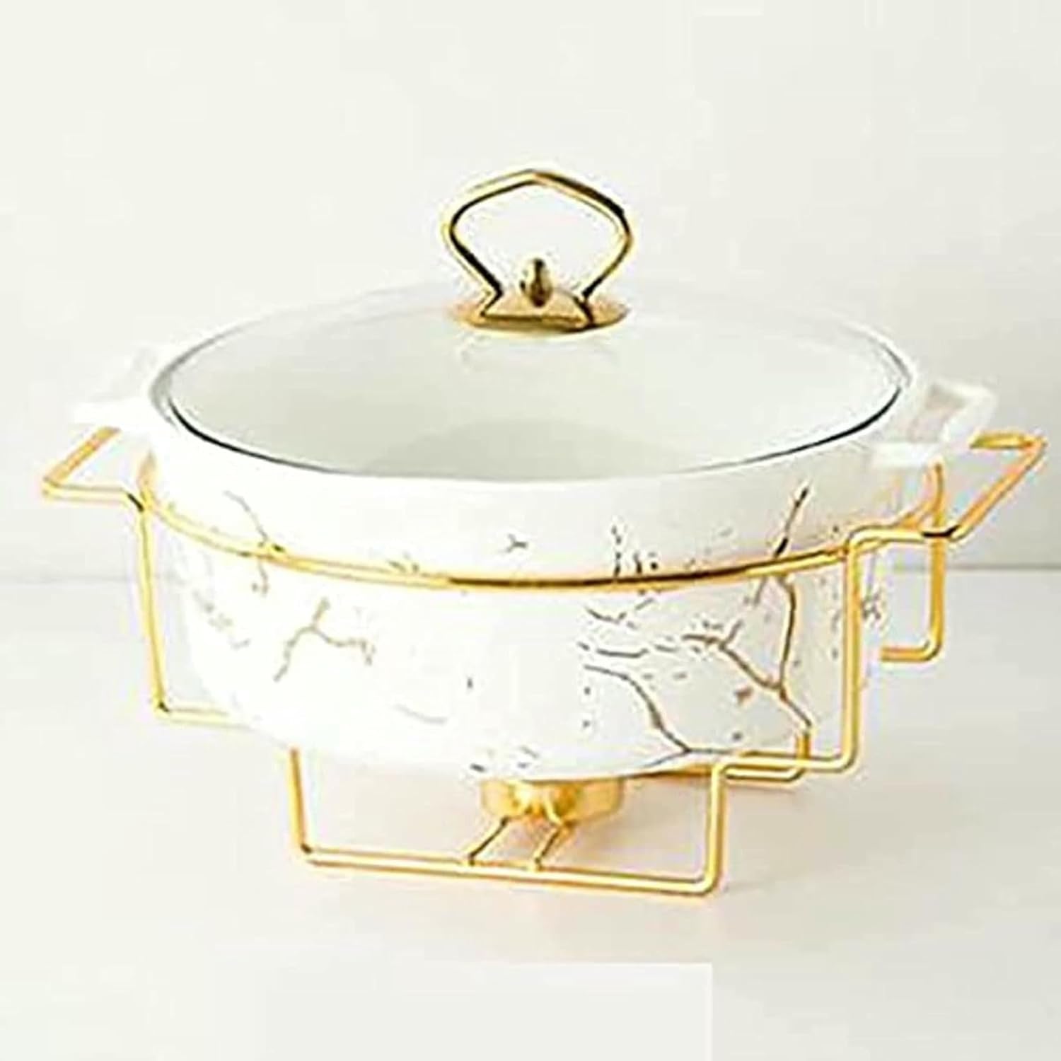 Set of Round Stove Buffet, Ceramic Stove with Marble Finish and Glass Cover, Stove and Buffet Stove for Buffets, Weddings, Parties ~/