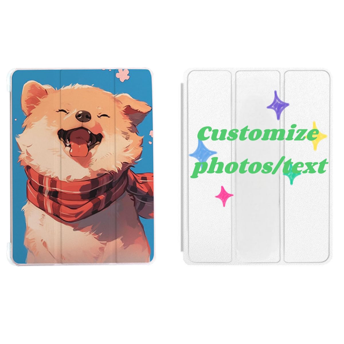 Customized iPad protective case, personalized photo/text for i Pad soft leather rotating three fold book cover, photo protective cover for all iPad models