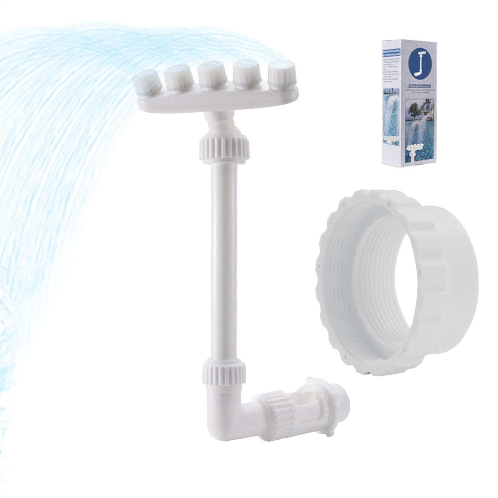Fuente de piscina con 5 cabezas, pulverizador ajustable en cascada