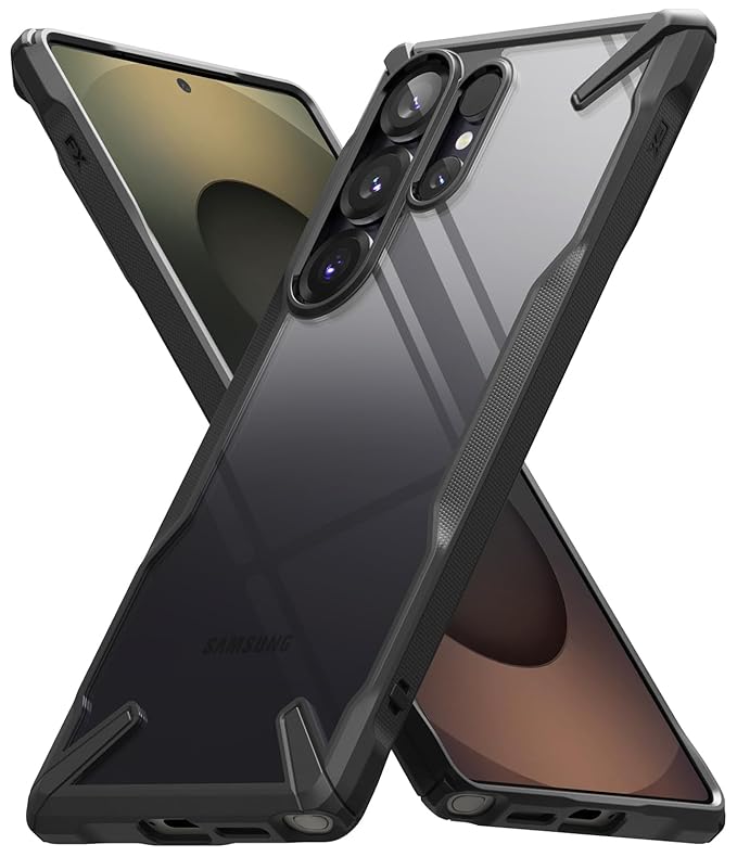 Ringke Fusion-X Compatible with Samsung Galaxy S25 Ultra Case Cover Transparent Hard Back Soft Flexible TPU Bumper Scratch Resistant Shockproof Protection S25 Ultra Back Cover - Black