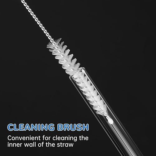 Miniatura 7 de NiHome 12 popotes reutilizables de vidrio transparente aptos para vaso Stanley H2.0 de 40 onzas con 2 cepillos, 12 pulgadas de largo, 0.4 pulgadas