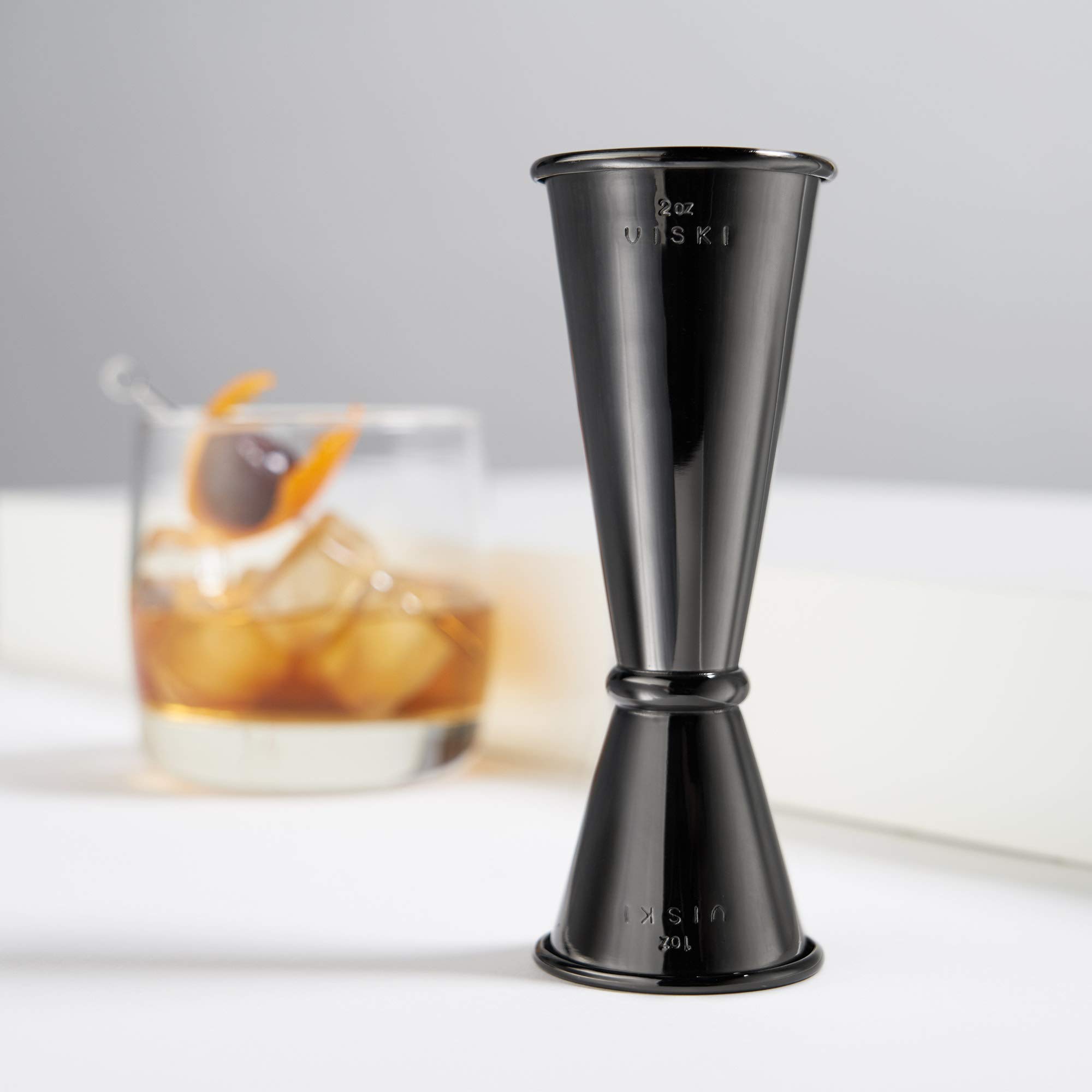 Viski Japanese Style Double Jigger for Cocktails, Bar Kit Essential, 1oz and 2oz with Interior Measurements, Stainless Steel with Gunmetal Finish,Black — Amazon image 8