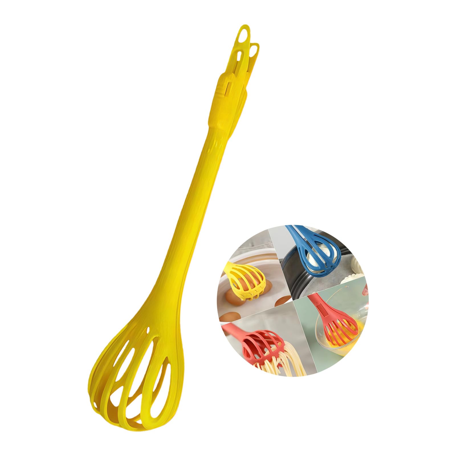 hogtnd Egg Whisk and Food Tongs Multipurpose Plastic 2 in 1 Ergonomic Comfortable Handle for Stirring, Mixing, Baking Oven, Oven Accessory, Dishwasher Safe