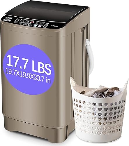 Miniatura 1 de KRIB BLING Lavadora completamente automática con bomba de drenaje, lavadora compacta de 17.7 libras, 10 programas de lavado y 8 niveles de agua,