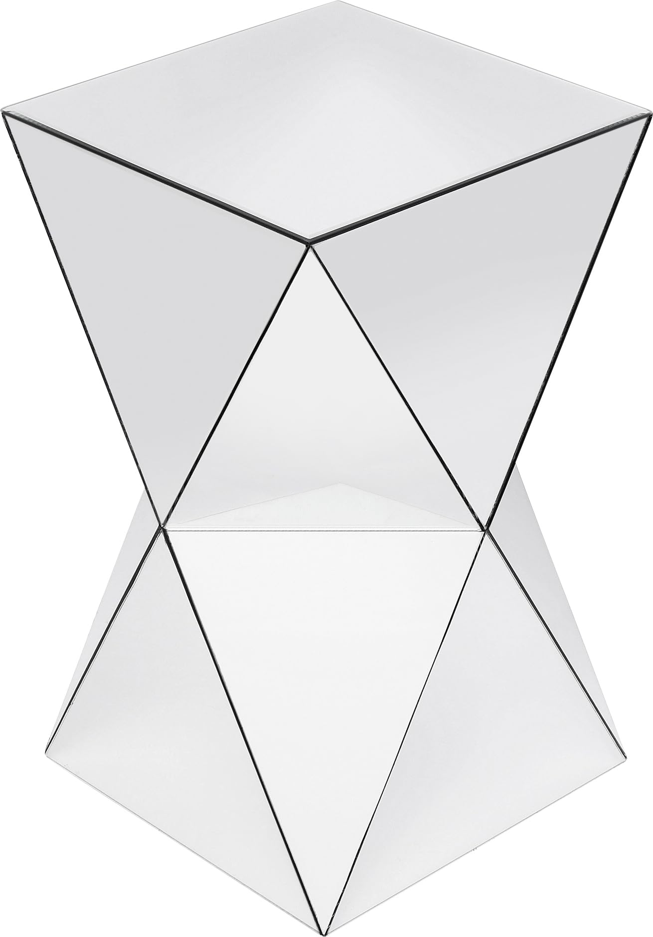 Kare Design Tavolino Luxury Triangle, Argento/ A Specchio, 54X32X32Cm, Forma Geometrica | portata fino a 10 kg, forma quadrata, specchio, tavolino da divano, comodino, geometrico, soggiorno