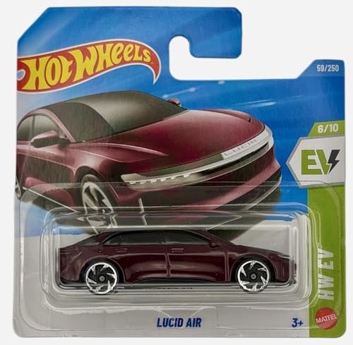 Hot Wheels Lucid Air modelo 1:64 rojo metálico miniatura 1