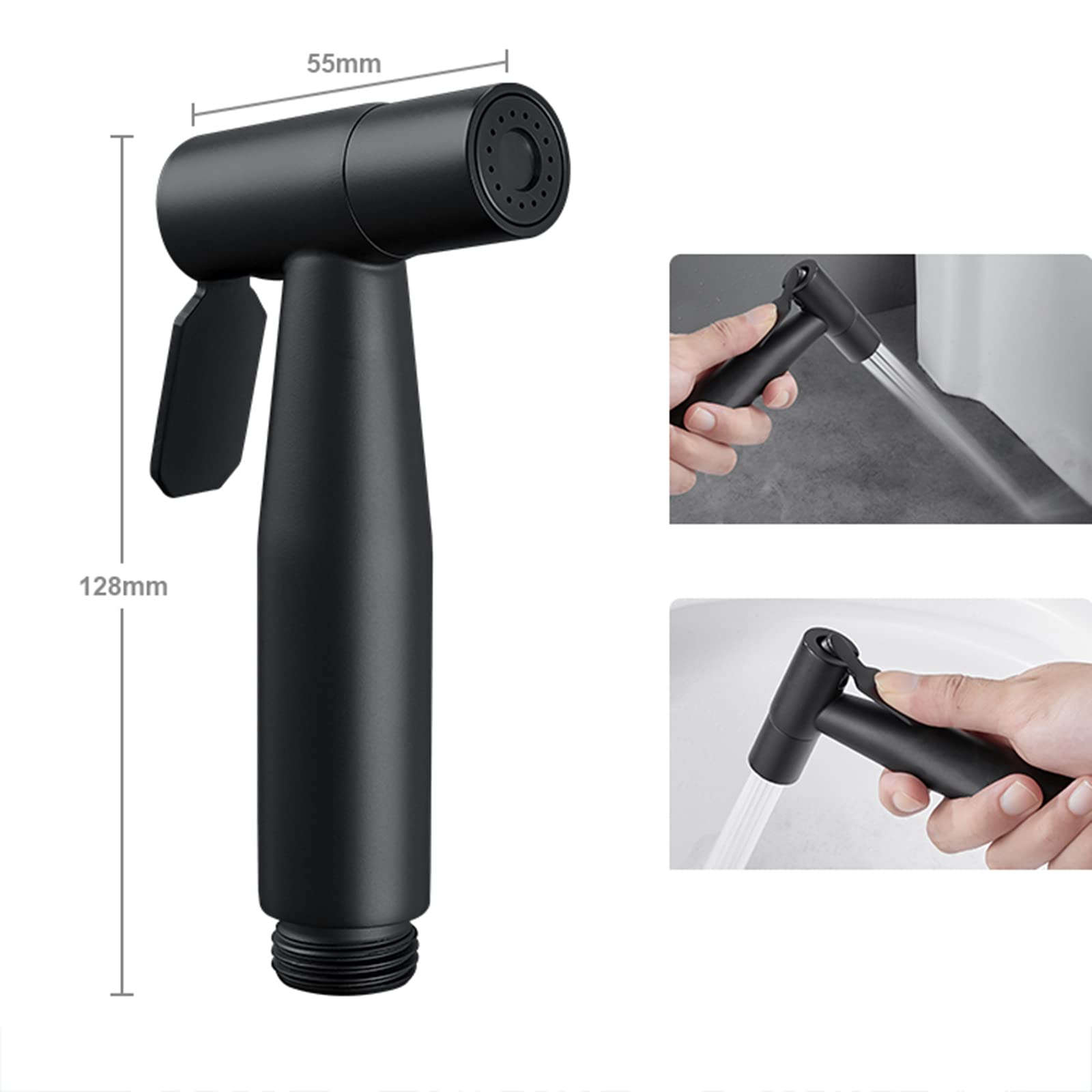 Handheld Bidet Sprayer Schwarz Badezimmer Windel Sprayer Duscharmatur Bidet WC Duschkopf Schwarz Edelstahl Sprayer WC WC Reinigung,Black B (Color : Black B)