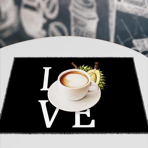 Miniatura 7 de I Love Durian Placemats Set of 6 Resistant Table Mats Washable Place Mats for Dinner Party Table Decoration
