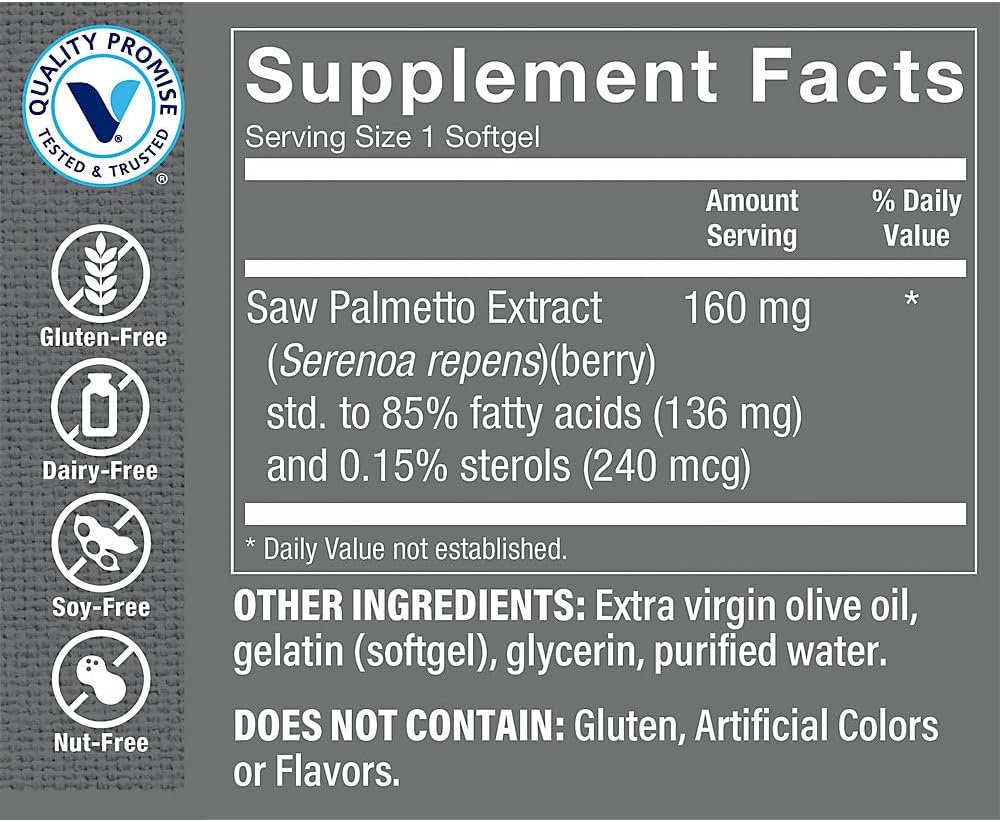 The Vitamin Shoppe Saw Palmetto Extract 160mg, Supplement for (300 Softgels)