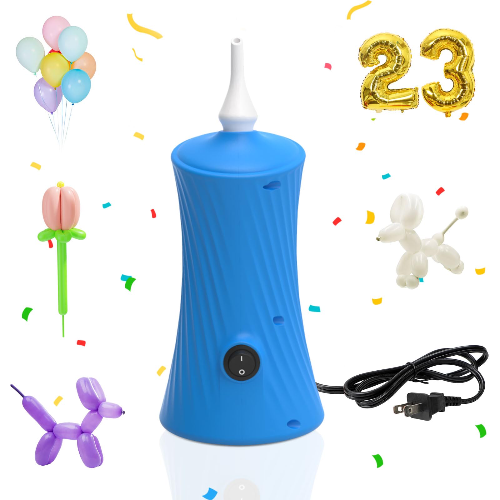 AXHJ Balloon Pump Electric Air Pumps for Long Balloons, Electric Air Balloon Pump, Balloon Inflator for Foil Twisty Animal Balloons in Birthday Party