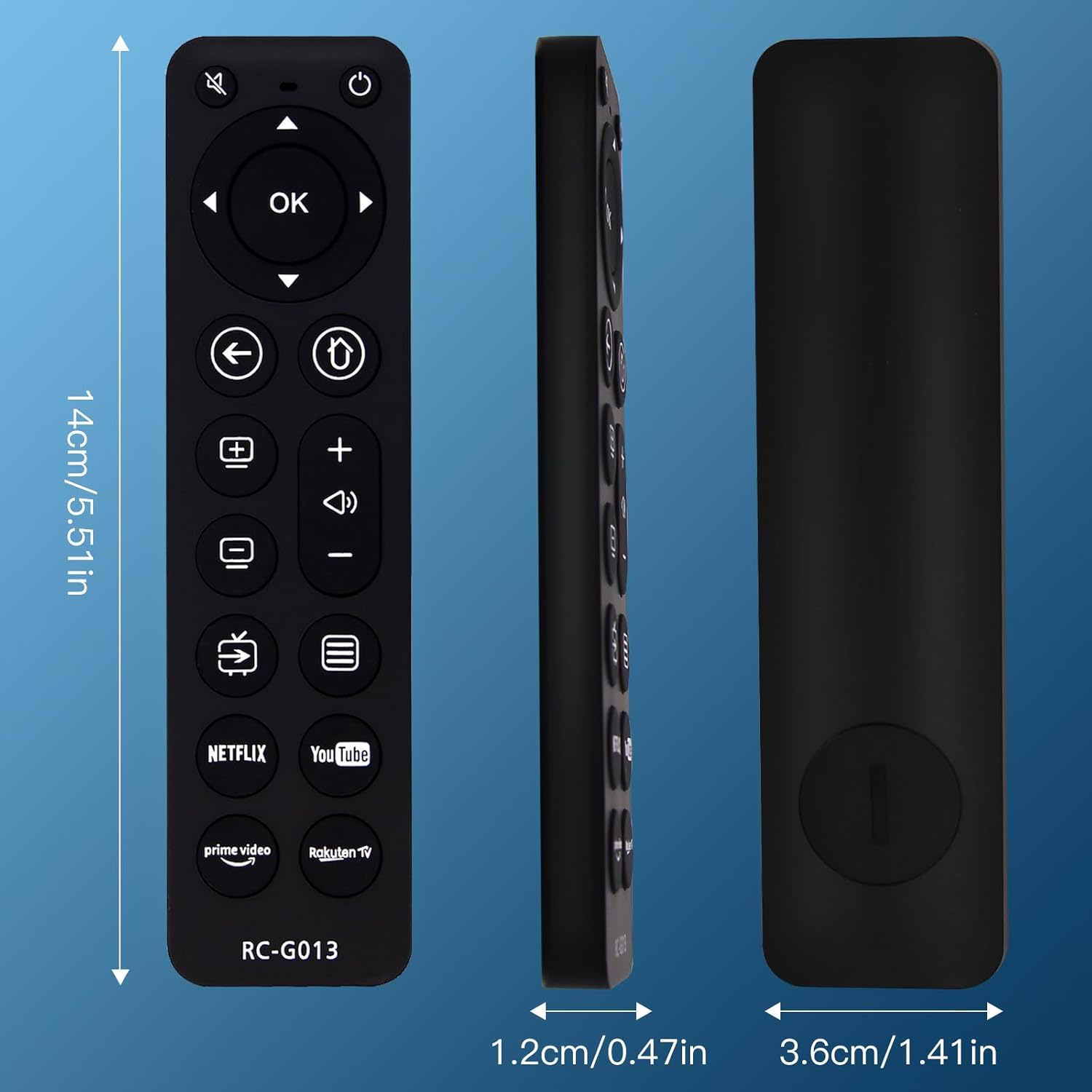 Dimensions of the Terloogee UK-RC-G013 remote control