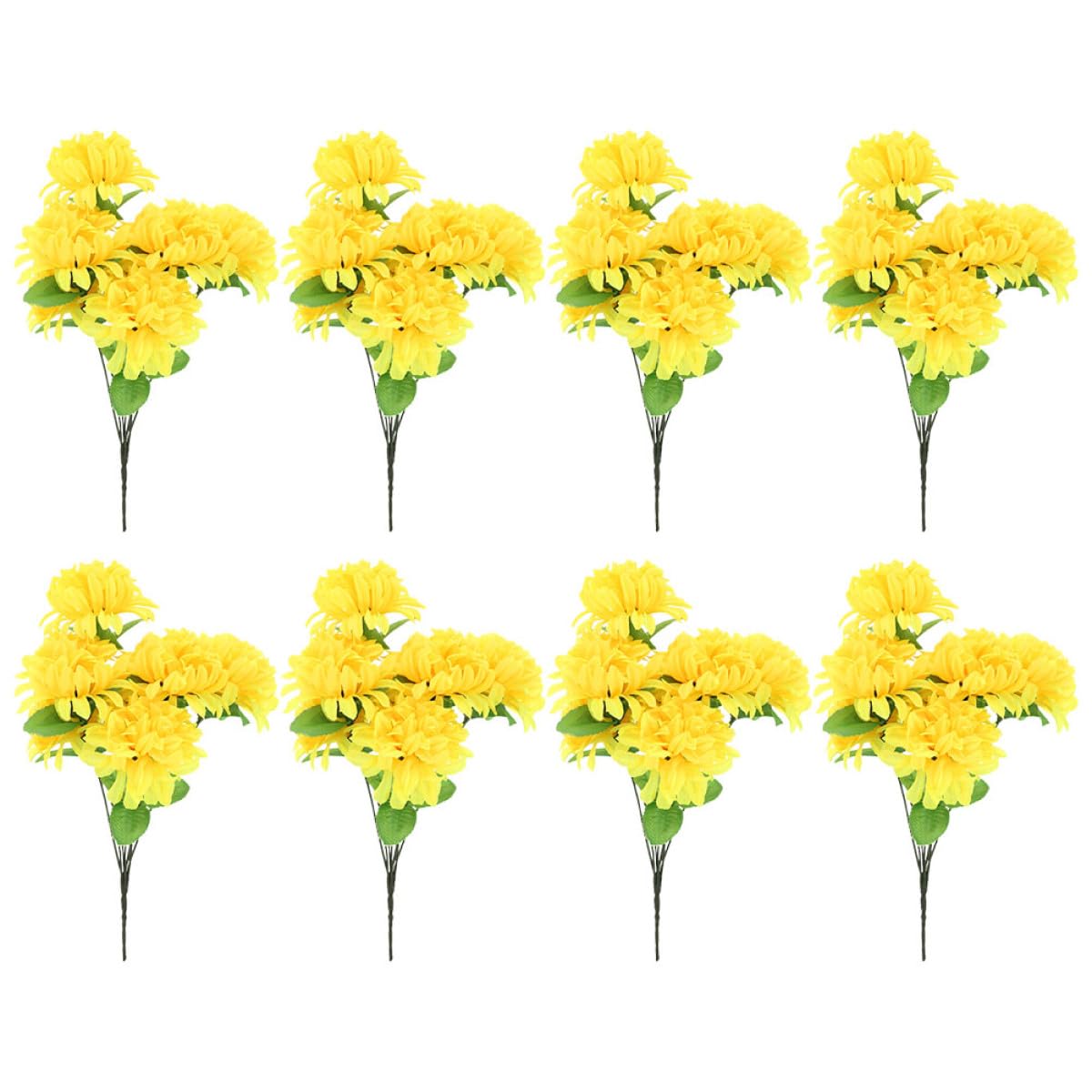Chrysanthèmes artificiels de cimetière fleurs jaunes plastique extérieur bouquet solide