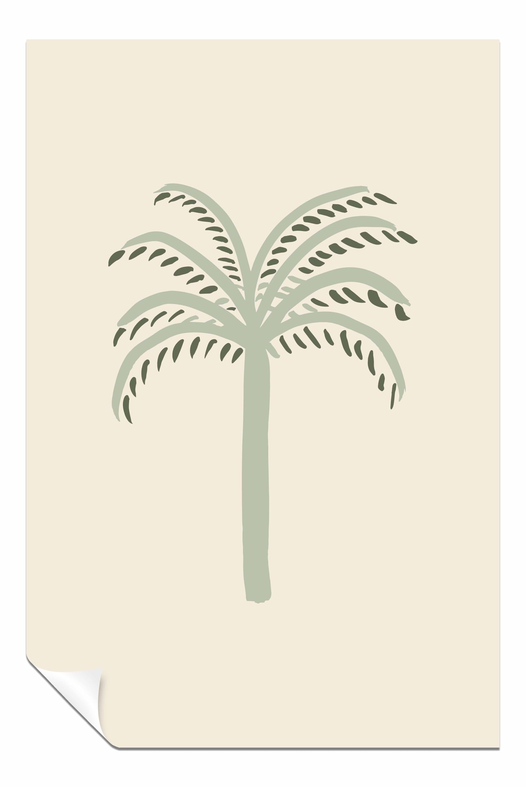 Palm Beige and Green Unframed Poster Print, Pictures for Home Walls, Bedroom, Living Room & Bathroom Decor 91x61cm (36x24in)