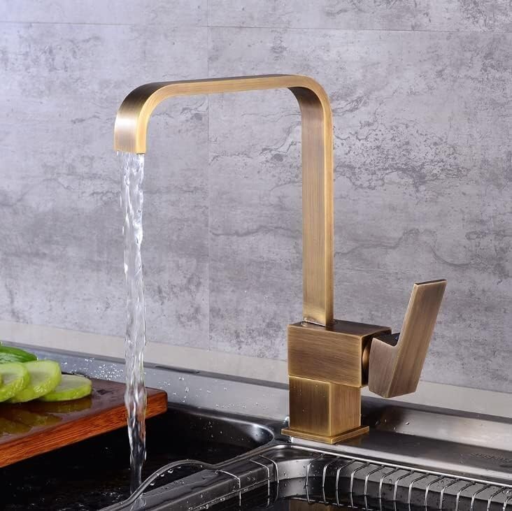 Kitchen Sink Faucet for Bar Farmhouse Commercial, Brass Kitchen Kitchen Faucets, Sink Water 360 Rotate Swivel Antique Bronze Mixer, Single Holder Single Hole(Type a)