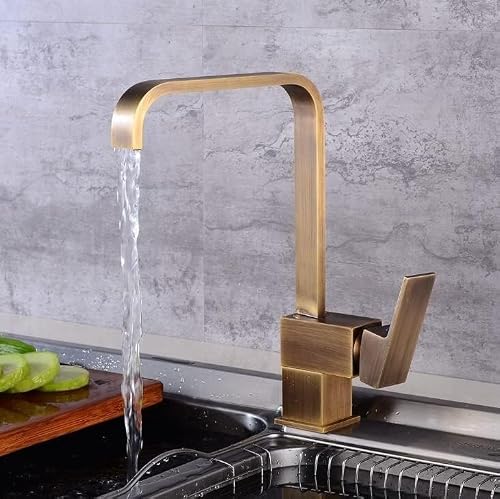 BHFPFZA Sink Faucets Kitchen Sink Faucet for Bar Farmhouse Commercial Brass Kitchen Kitchen Faucets Sink Water Faucet 360 Rotate Swivel Faucet Antique Bronze Mixer Single Holder Single Hole (C