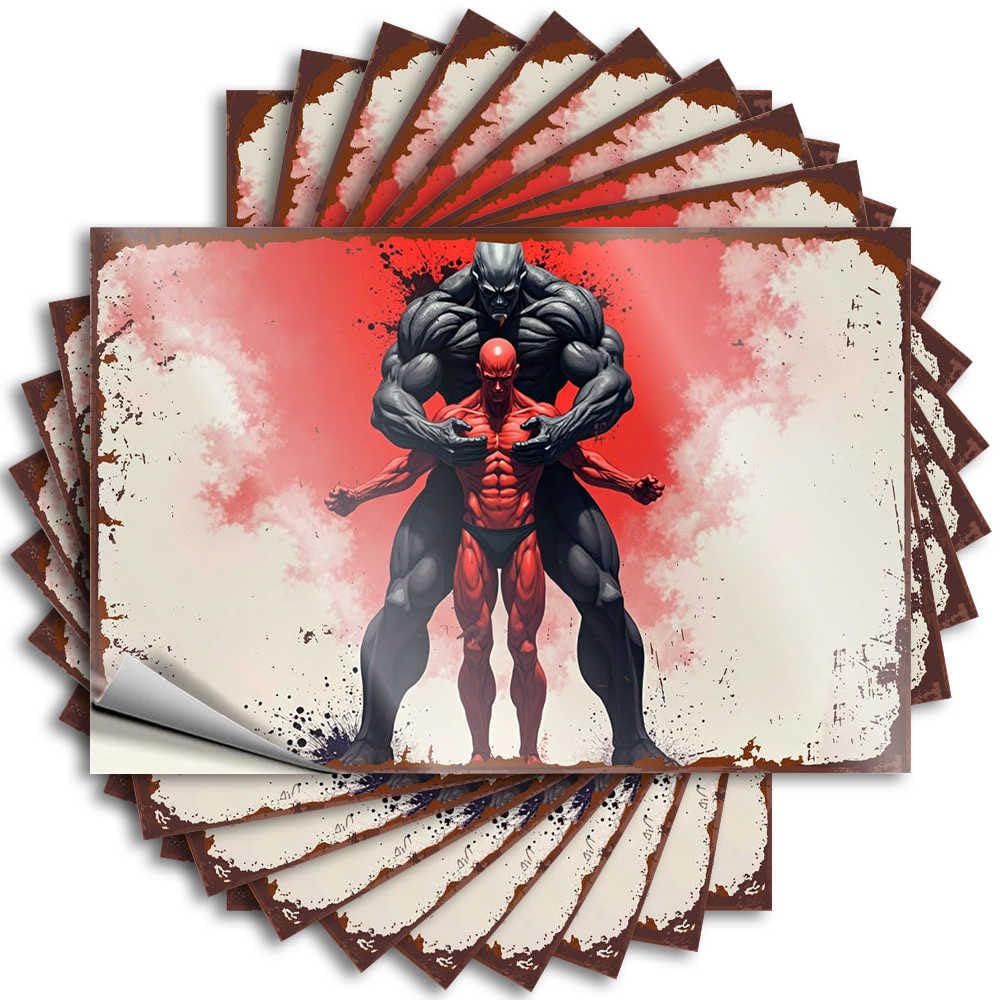 Fzfn Colour Decals Feminist Rv Bathroom Accessories Hard Muscular Titans: A Cartoon Illustration Of Strength And Power - No Residue Decals For Mold(12X18cm)