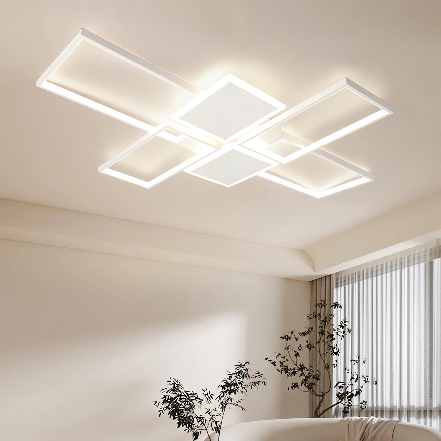 Oświetlenie sufitowe LED 125w Nowoczesna lampa sufitowa 3000k-6000k Ściemnialna lampa sufitowa Kwadratowa oprawa podtynkowa z pilotem Oświetlenie wewnętrzne do salonu Sypialnia Kuchnia