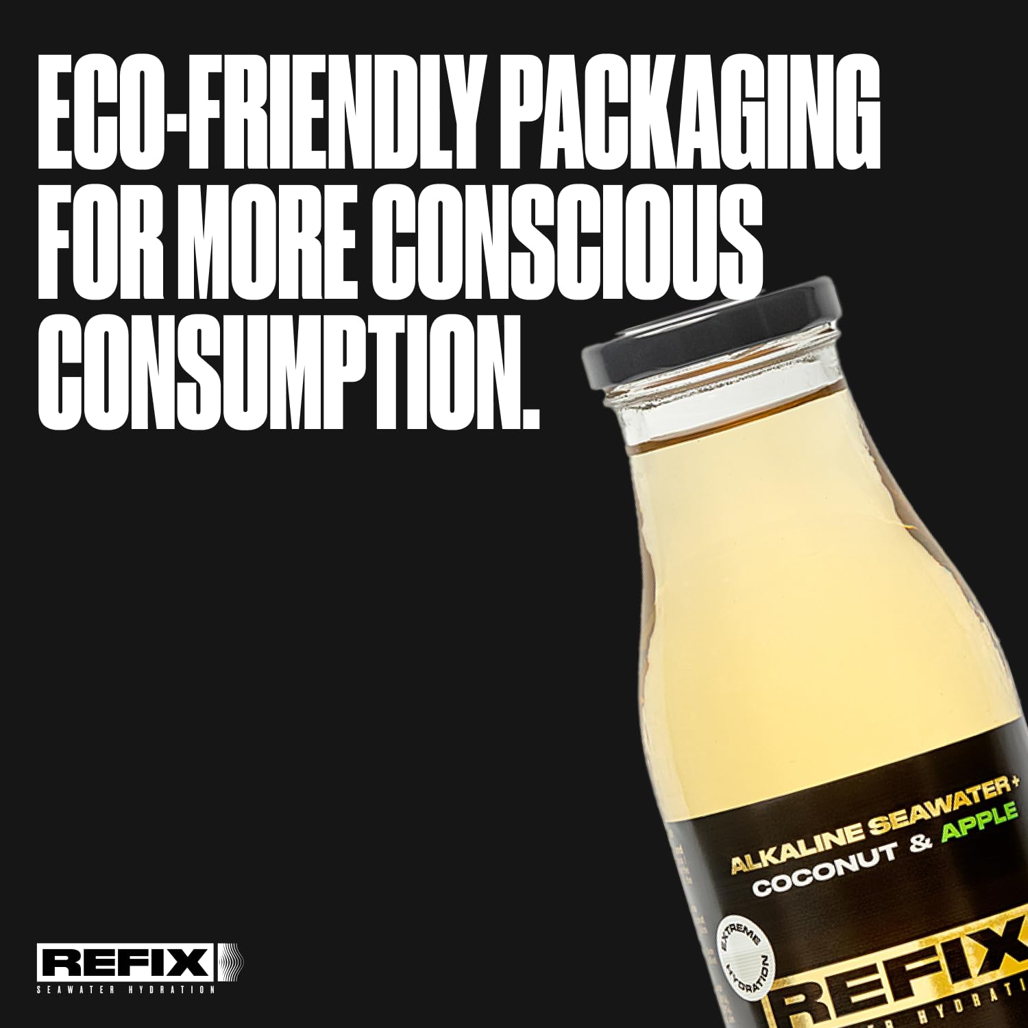Bebida de recuperación REFIX - A base de agua de mar y agua de coco, baja en calorías, orgánica, sin azúcar añadido, vegana, minerales naturales, sabor a coco y piña, paquete de 12 botellas.