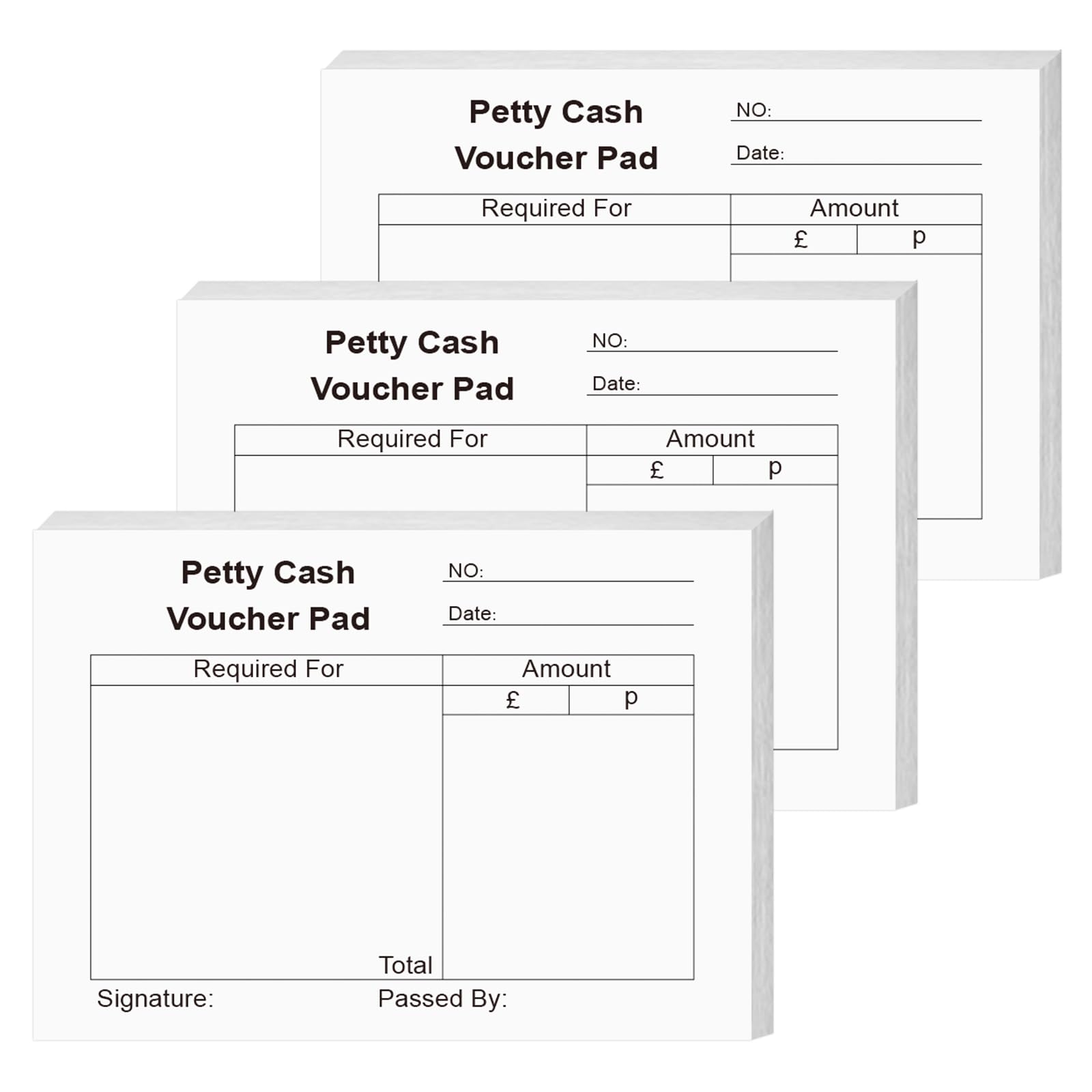 3 Pack Petty Cash Book of 300 Sheets White Cash Slips Cash Receipt Book 125x101mm Petty Cash Voucher Pad 80gsm for Small Business